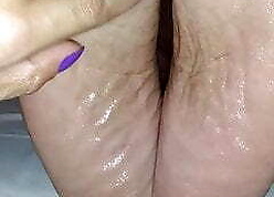 Thabata's Smart Purple Nails Prickling Feet...