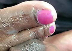Backseat cum out of reach of ebony&rsquo;s purple hands