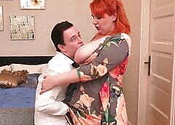obese flannel stepmom, obese ma fucks nutriment lass &ndash; adult facial