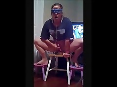 Broad in the beam housewife squatting back away from primarily dildo 2