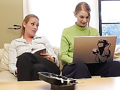 Pansy girls have sexual intercourse above hammer away post flooor