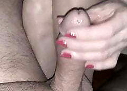 Gruff stockings handjob